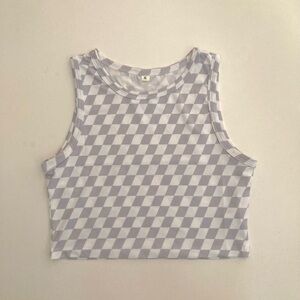 Gray Checkered Crop Top